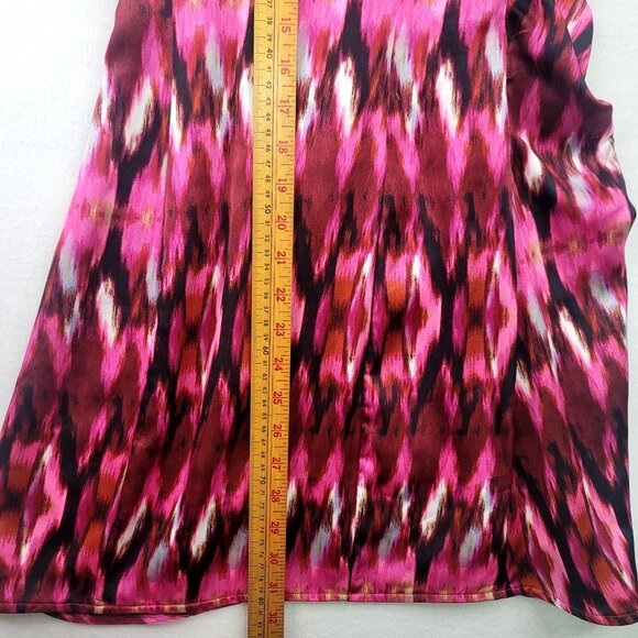 Misa Los Angeles Amina Mini Wrap Dress Pink Red Abstract Short Sleeve USA XS - Picture 12 of 12